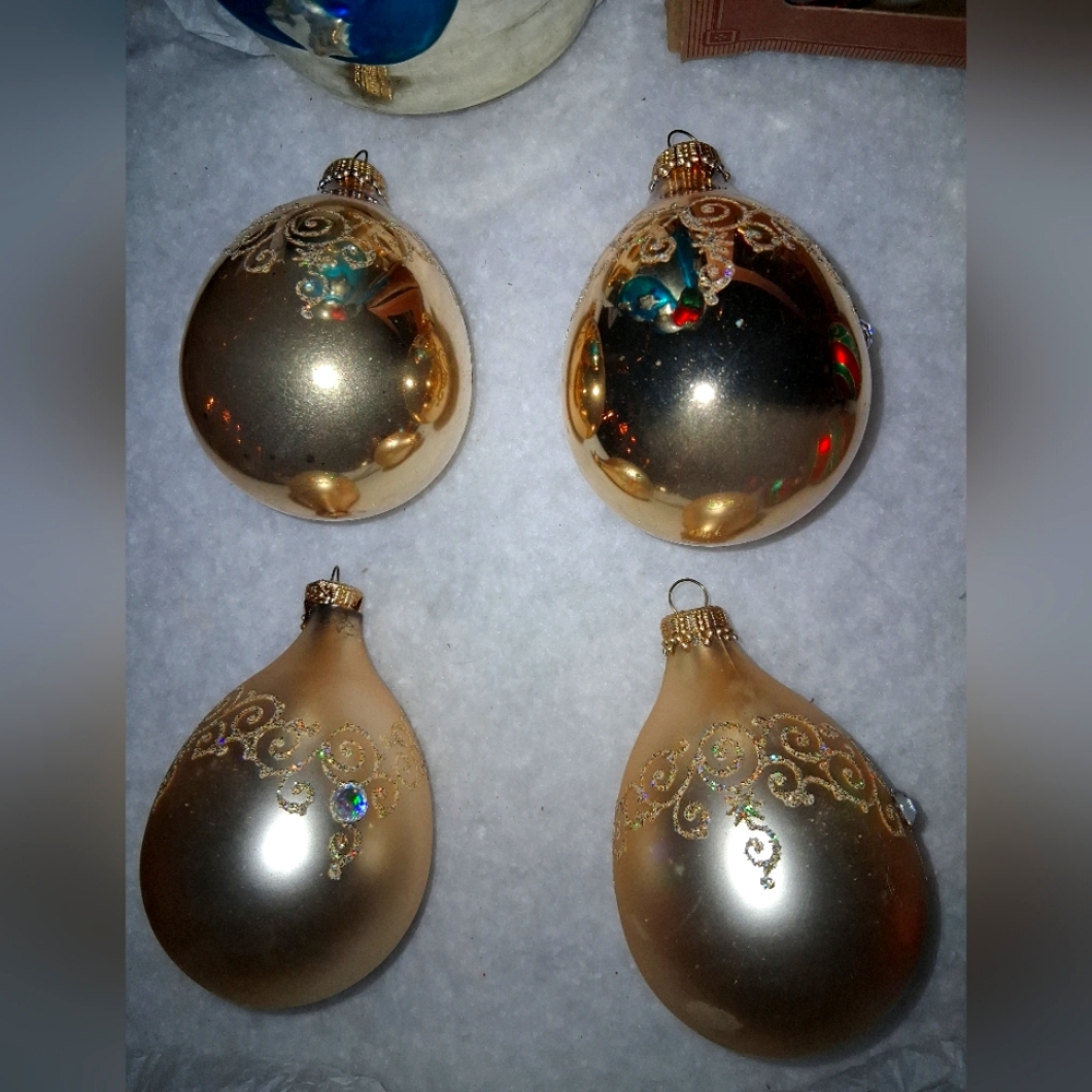 4pc Set Vintage Krebs Designer Glass Ornaments
